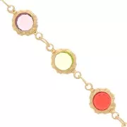 Fancy chain with multicoloured crystals set in 6 mm - Gold x1m