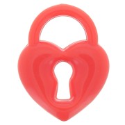 19x15mm Acrylic Heart Padlock Pendant - Red x1