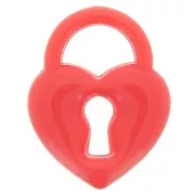 19x15mm Acrylic Heart Padlock Pendant - Red x1