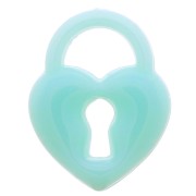 19x15mm Acrylic Heart Padlock Pendant - Turquoise x1|raw }}