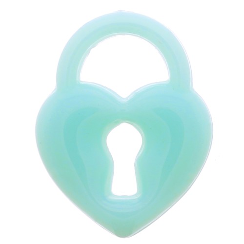 19x15mm Acrylic Heart Padlock Pendant - Turquoise x1