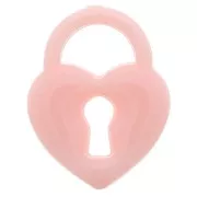 19x15mm Acrylic Heart Padlock Pendant - Salmon x1