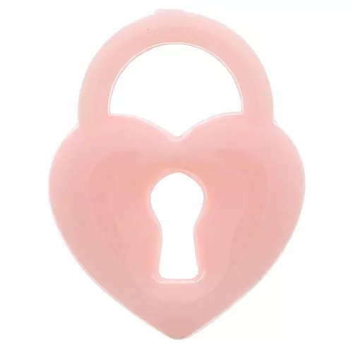 19x15mm Acrylic Heart Padlock Pendant - Salmon x1