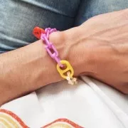 19x15mm Acrylic Heart Padlock Pendant - Salmon x1