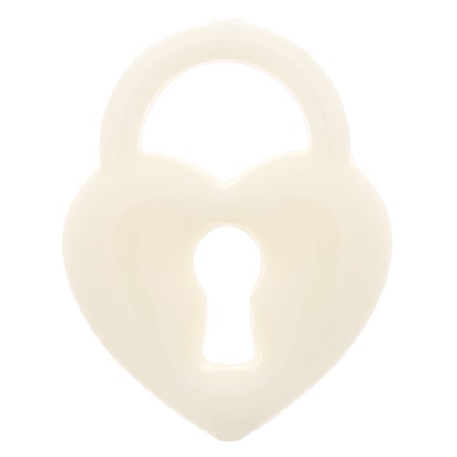 19x15mm Acrylic Heart Padlock Pendant - Beige x1