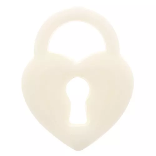 19x15mm Acrylic Heart Padlock Pendant - Beige x1