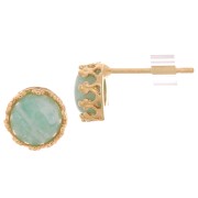 Stud earrings for cabochon 6mm - crown design - Gold plated 3 microns x2