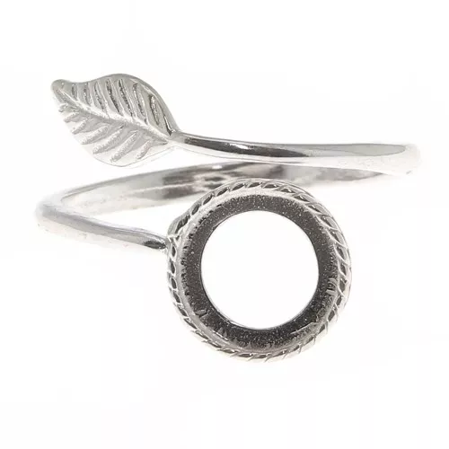 Adjustable ring setting for 8 mm flat back cabochon - 925 silver x1