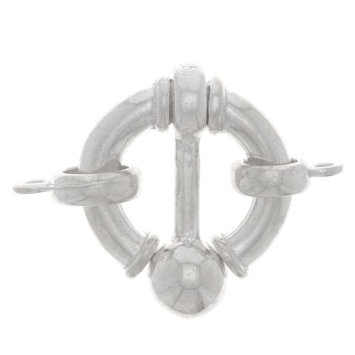 Round clip clasp with closed ring - buoy style - 17 mm - Silver 925 x1