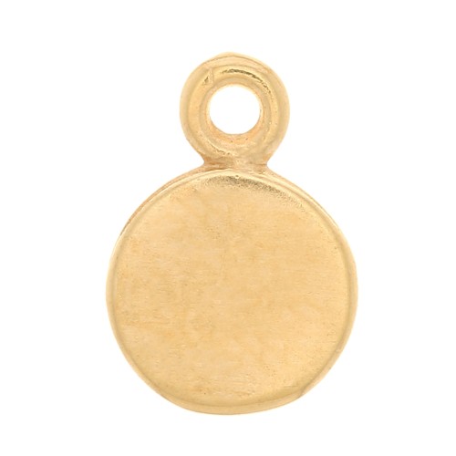 Mini Round Charm 7 mm - 3 Microns Gold Plated x1