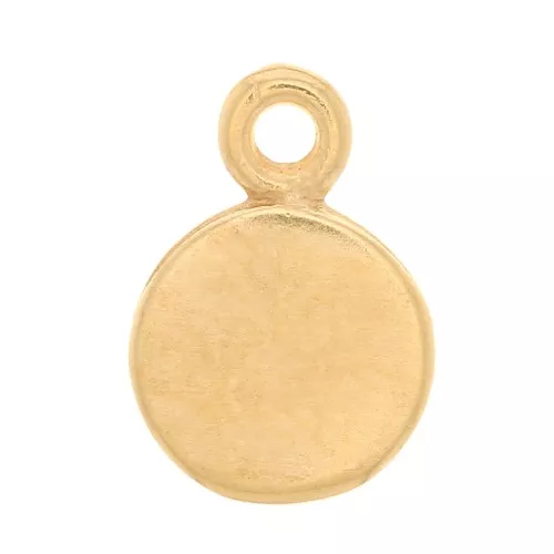 Mini Round Charm 7 mm - 3 Microns Gold Plated x1