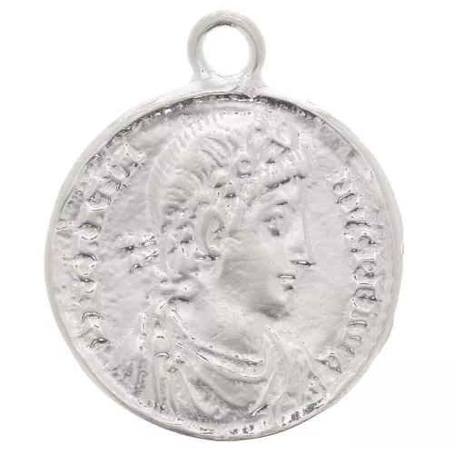 Roman Coin Pendant 22x19 mm - Fine Silver plating x1