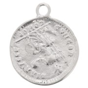 Roman Coin Pendant 22x19 mm - Fine Silver plating x1