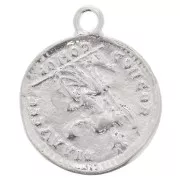 Roman Coin Pendant 22x19 mm - Fine Silver plating x1