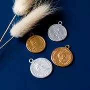 Roman Coin Pendant 22x19 mm - Fine Silver plating x1