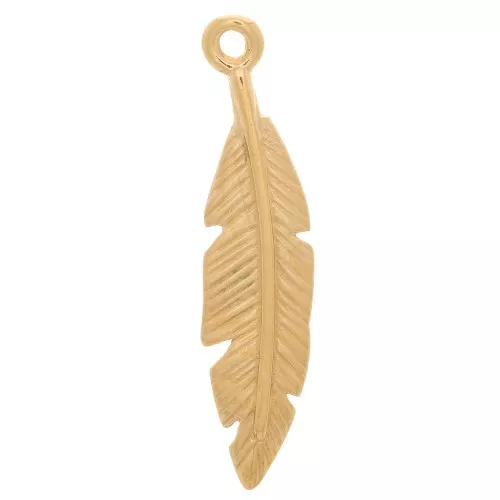 Feather Pendant 24x6 mm - 3 microns gold plated x1