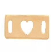 Rectangular hollowed-out heart-shaped spacer - 16x9 mm - 3 microns gold plated x1