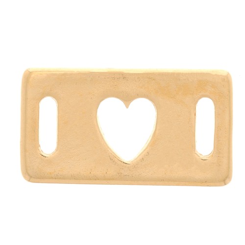 Rectangular hollowed-out heart-shaped spacer - 16x9 mm - 3 microns gold plated x1