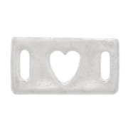 Rectangular hollowed-out heart-shaped spacer - 16x9 mm - Silver 925 x1|raw }}