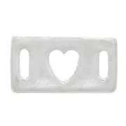 Rectangular hollowed-out heart-shaped spacer - 16x9 mm - Silver 925 x1