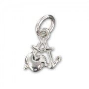 Sterling silver charm Cross anchor heart  11mm x1