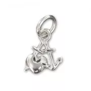 Sterling silver charm Cross anchor heart  11mm x1