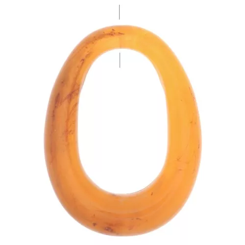 Oval hollow pendant in translucent resin 44x33 mm - Apricot marble x1