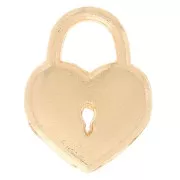 Padlock heart 15x12 mm with epoxy resin - Gold - Black x1