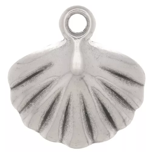 Shell pendant 16x14.5 mm - Antique silver plating x1