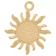 Sun pendant 21x18 mm for 8 mm cabochon - Gold plated x1