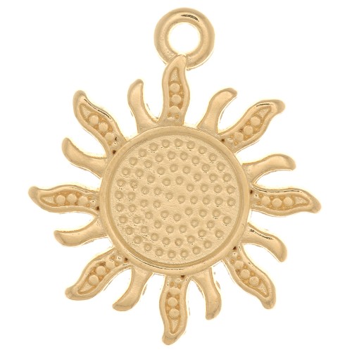 Sun pendant 21x18 mm for 8 mm cabochon - Gold plated x1