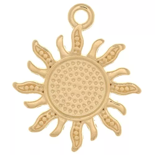 Sun pendant 21x18 mm for 8 mm cabochon - Gold plated x1