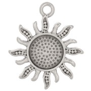 Sun pendant 21x18 mm for 8 mm cabochon - Antique silver plating x1|raw }}