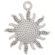 Sun pendant 21x18 mm for 8 mm cabochon - Antique silver plating x1