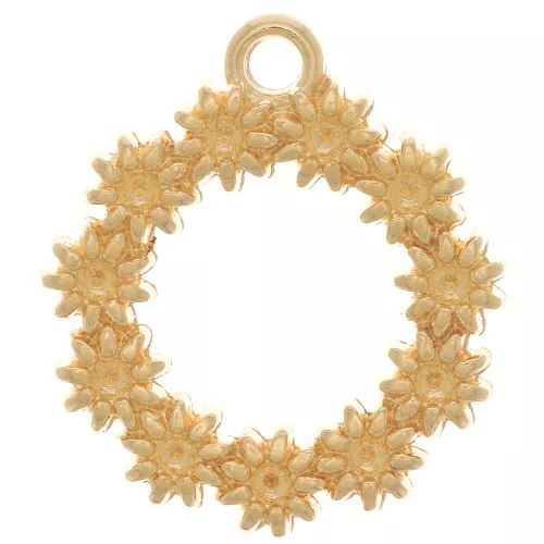 Flower crown pendant 19.5 mm for cabochon 1.8 mm - Gold plated x1
