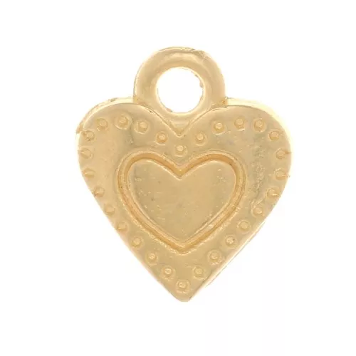 Mini heart charms 8x7 mm - Gold plated x5
