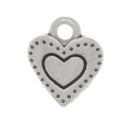 Mini heart charms 8x7 mm - Antique silver plating x5|raw }}