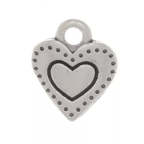 Mini heart charms 8x7 mm - Antique silver plating x5