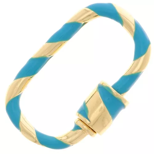 Oval screw clasp with resin 25x16 mm - Golden - Turquoise x1