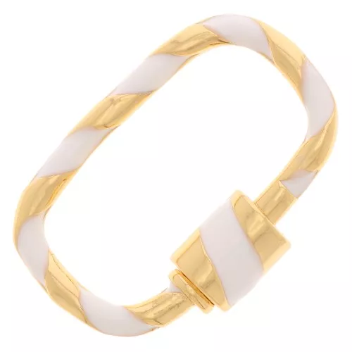 Oval screw clasp with resin 25x16 mm - Gold - White x1