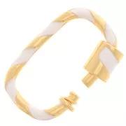 Oval screw clasp with resin 25x16 mm - Gold - White x1