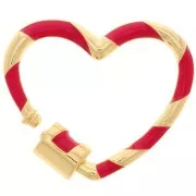 Heart clasp to screw with resin 22x26 mm - Gold - Red x1