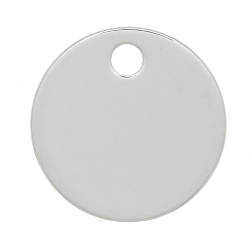 Silver charm round 8mm to engrave x1