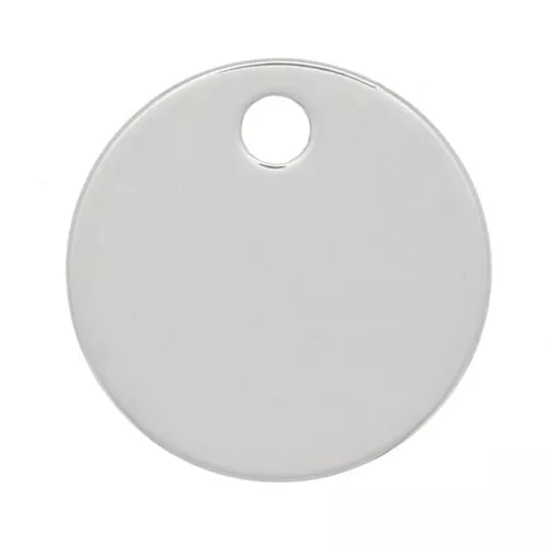 Silver charm round 8mm to engrave x1