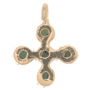 9x7mm Mini Cross Charm with 1.7mm zirconium oxide - Fine Gold plated - Turquoise x1