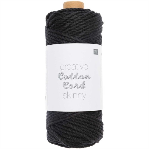3mm Macramé cotton cord - Creative Cotton Cord Skinny - Black x 55m