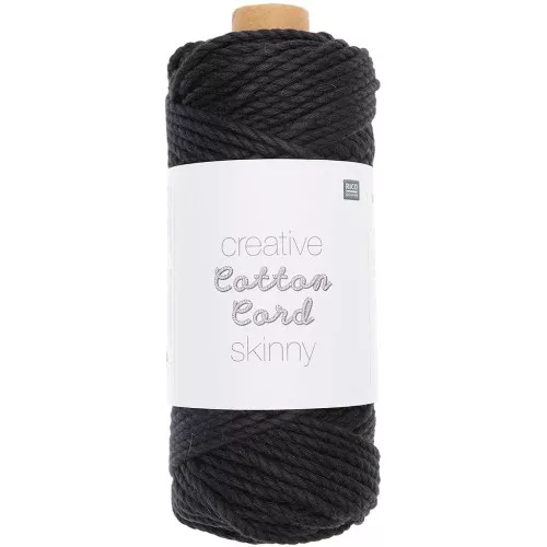 3mm Macramé cotton cord - Creative Cotton Cord Skinny - Black x 55m