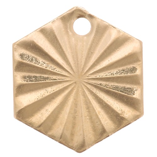 10x9mm Gold filled hexagon worked charm x1