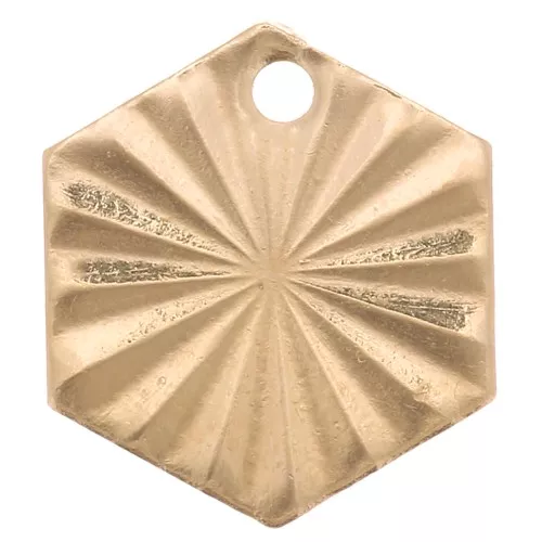 10x9mm Gold filled hexagon worked charm x1