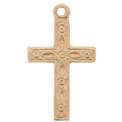 17x10mm Gold filled worked cross pendant x1